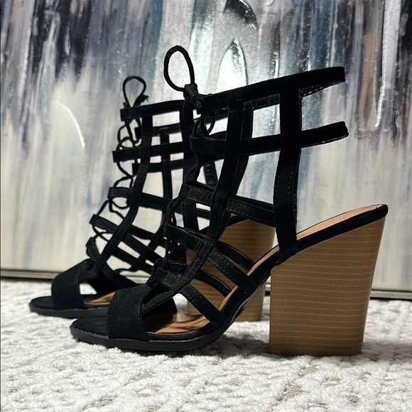 Qupid Black Strappy Heeled Sandals Women's 9 Elegant Evening Heeled Strappy NWOT - Picture 3 of 16